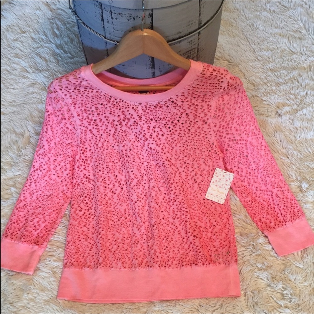 👠❋ “Adorable Coral Open Weave Top” By Free People